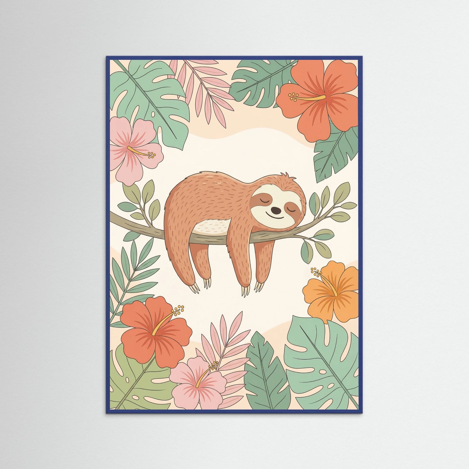 Blue Wood Floral Lion Cub