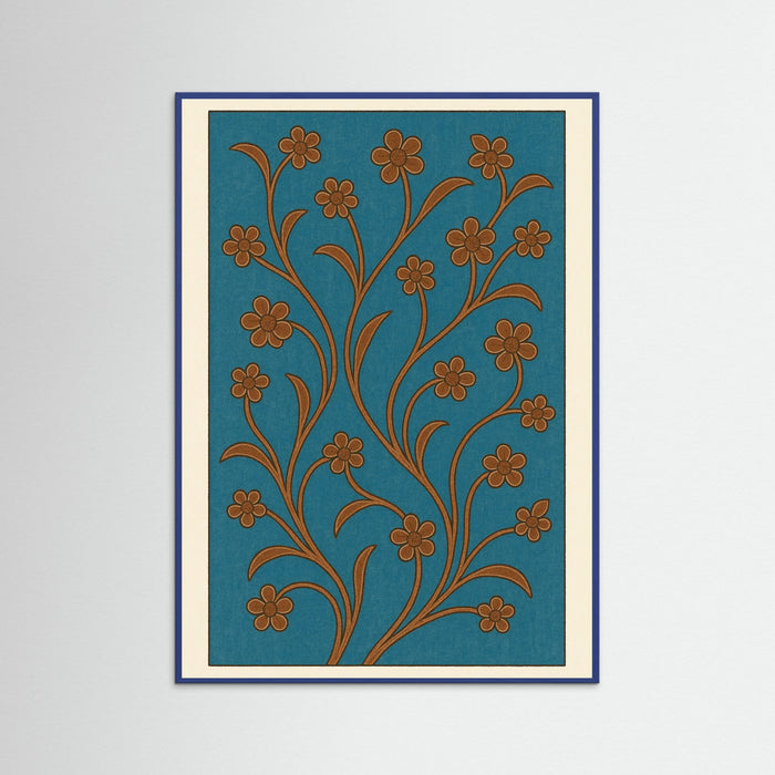 Blue Wood Floral Patterns