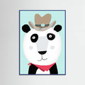 Blue Wood Funny Panda with Cowboy Hat by Artist Carla Daly Poster