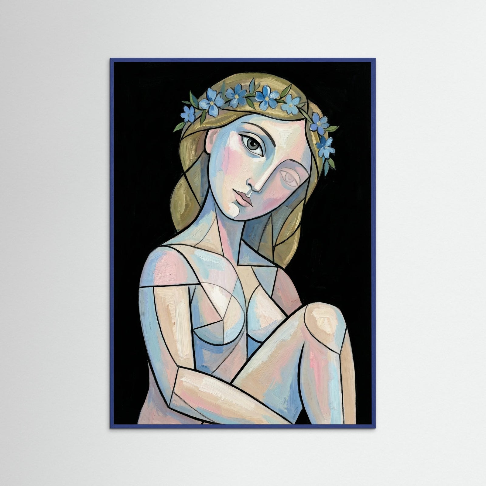 Blue Wood Garlanded Visage