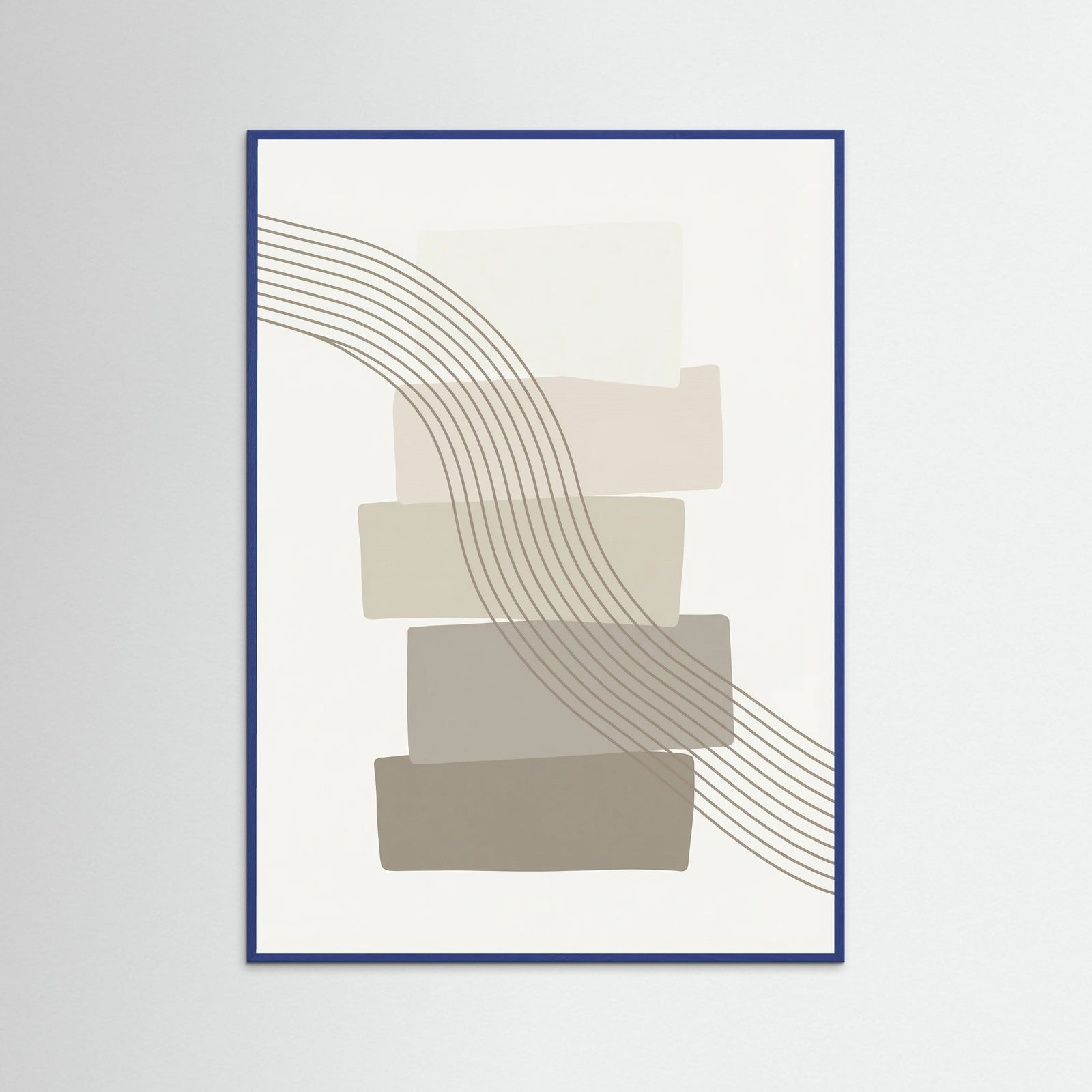 Blue Wood Geometric Harmony Beige