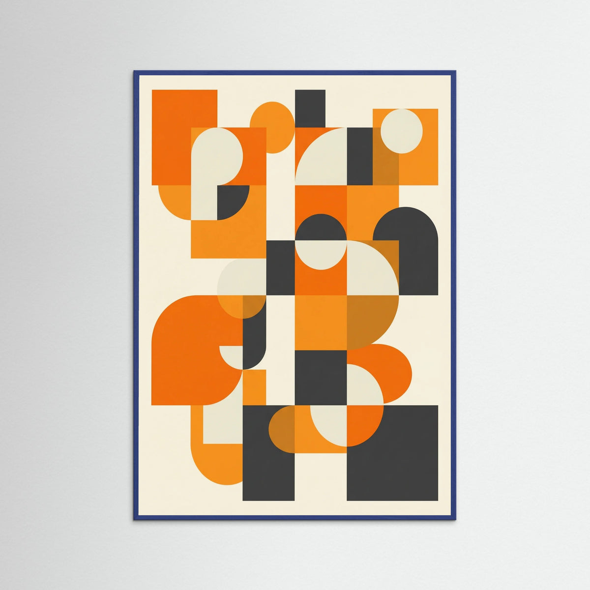 Blue Wood Geometric Harmony Orange