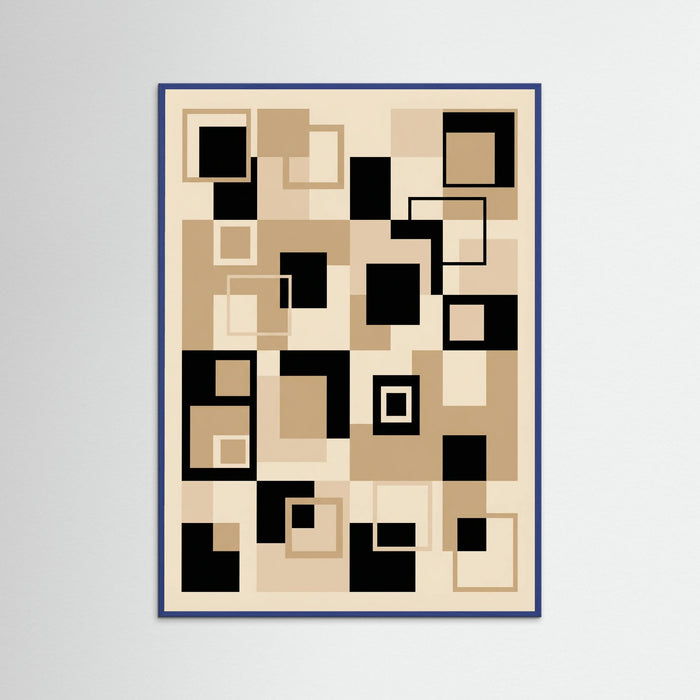 Blue Wood Geometric Rhythm