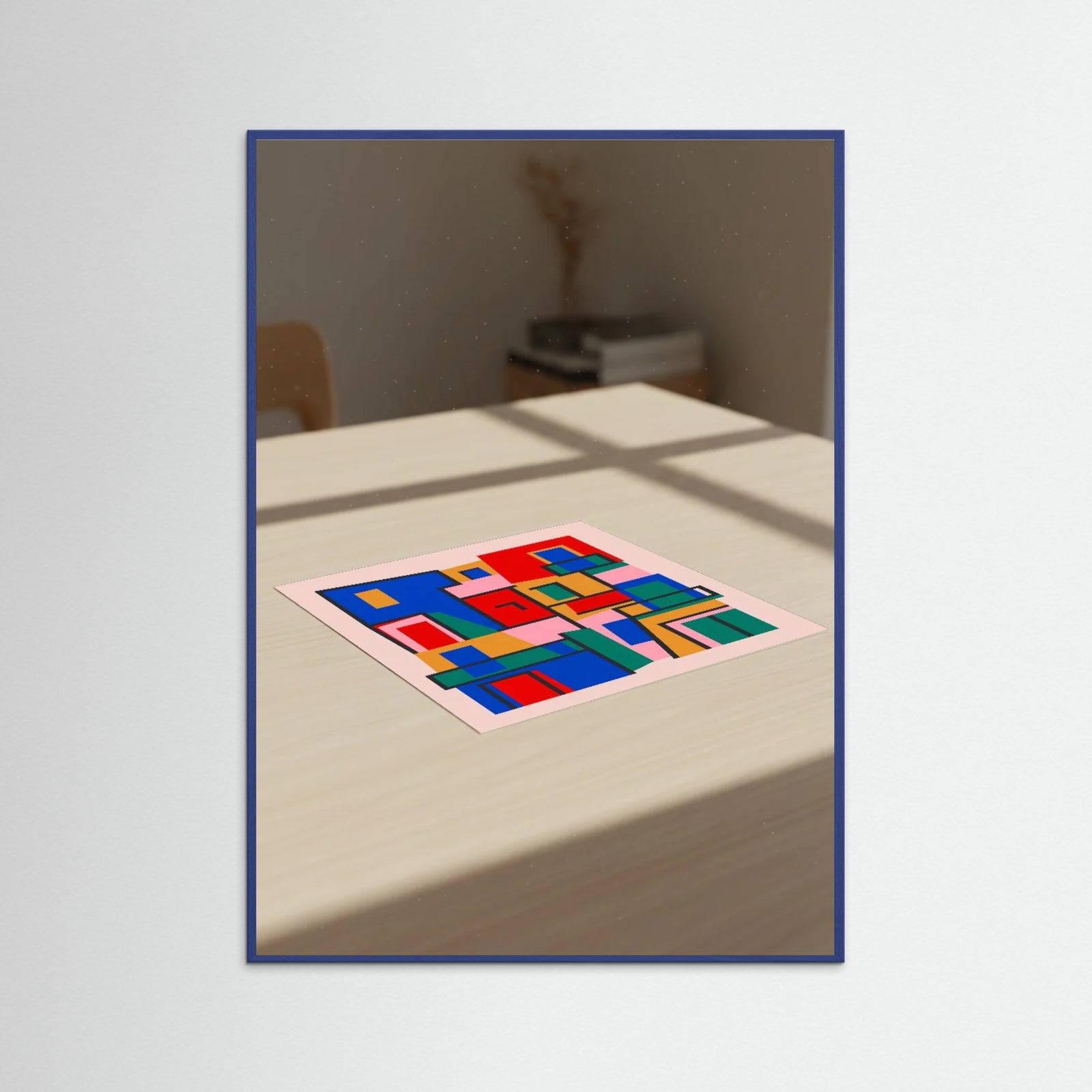 Blue Wood Geometric Vessels