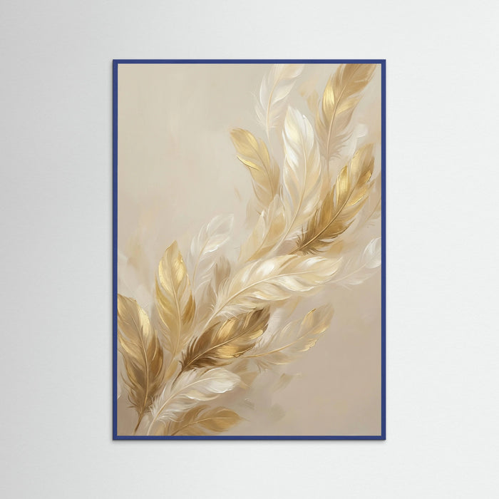 Blue Wood Gilded Feather Ascent