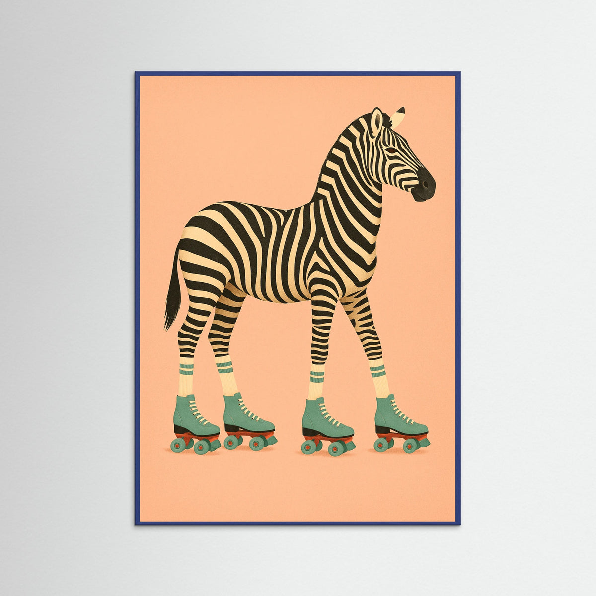 Blue Wood Giraffe Roller Skates