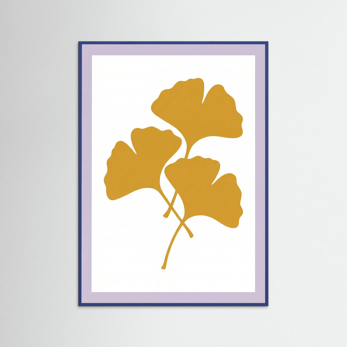 Blue Wood Golden Botanical Silhouette