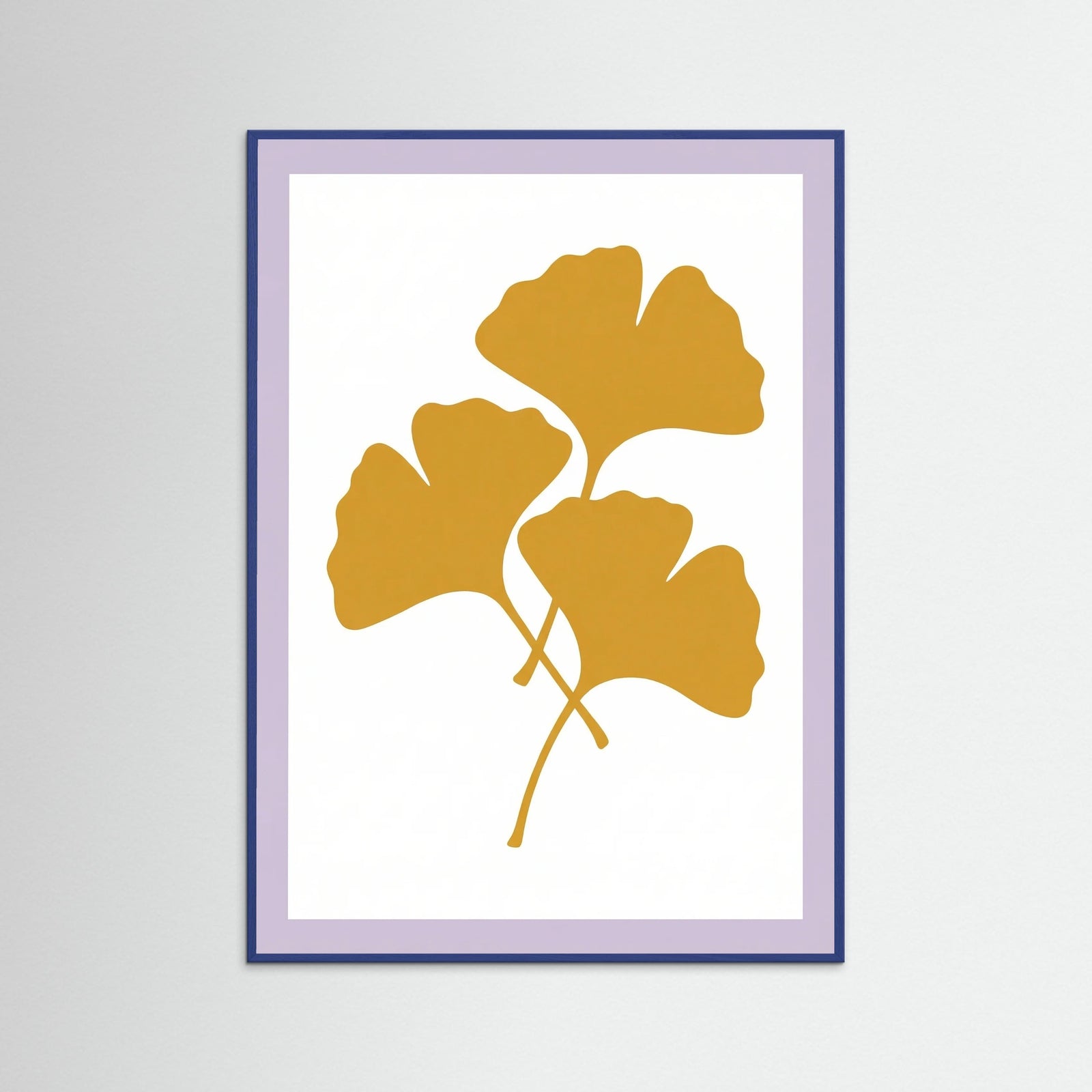 Blue Wood Golden Botanical Silhouette