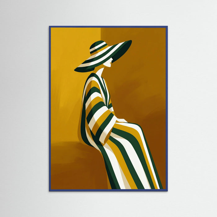 Blue Wood Golden Striped Silhouette