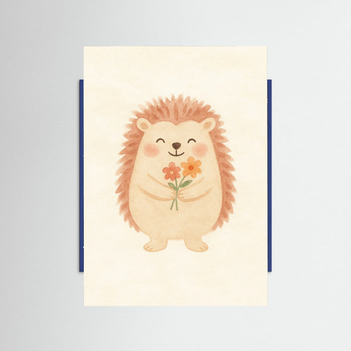 Blue Wood Happy Hedgehog