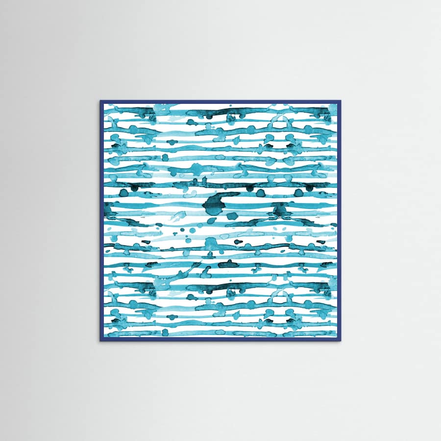 Póster Indigo Teal Line Splatter Watercolor – póster e impresión artística