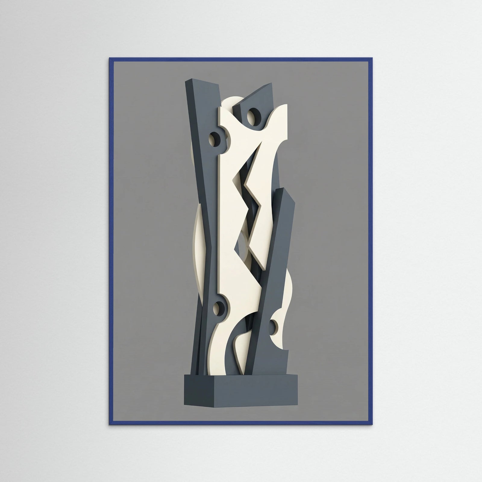 Blue Wood Interlocked Forms