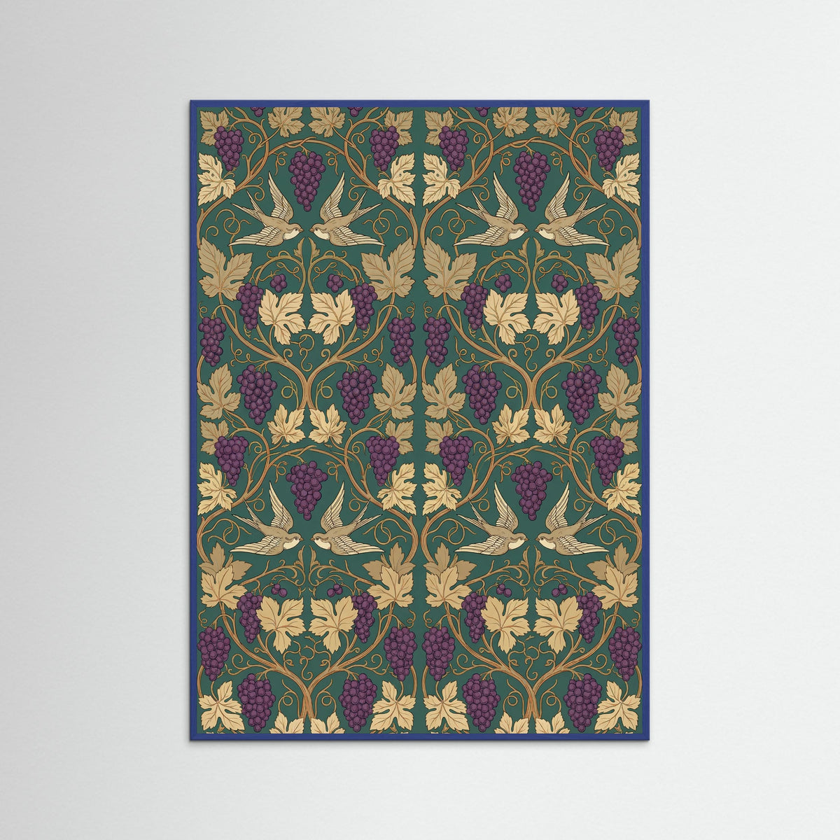 Blue Wood Intricate Botanical Flourish