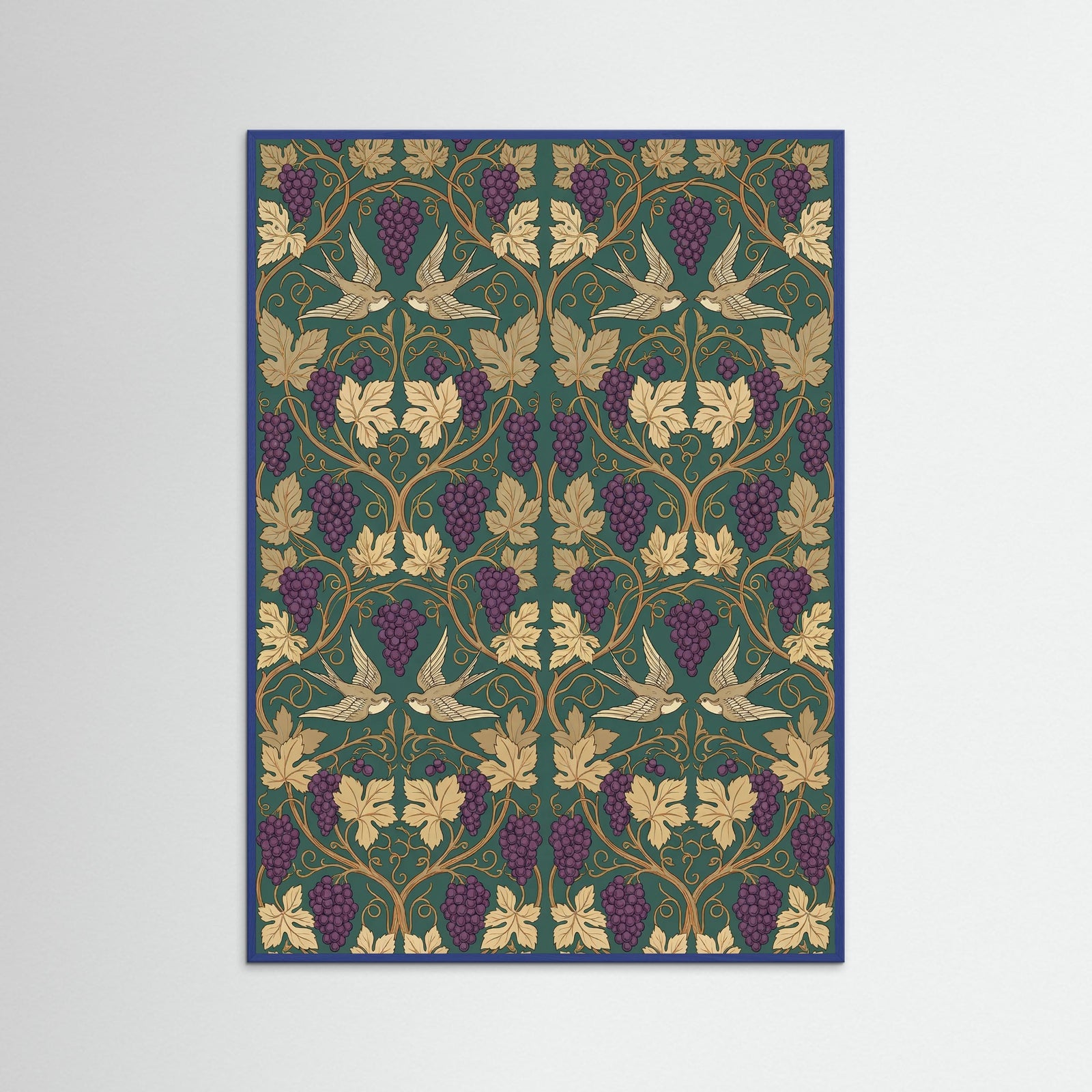 Blue Wood Intricate Botanical Flourish