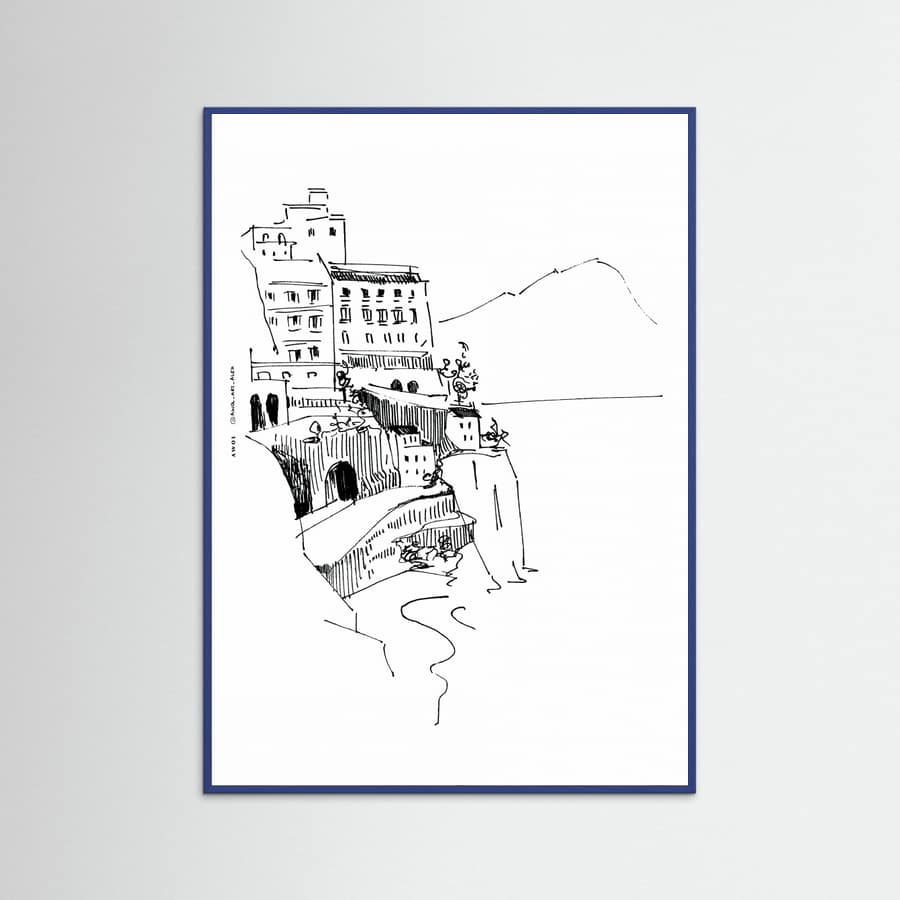 Italian Landscape Art, Amalfi Coast Small Towns By The Sea Poster – Poster und Kunstdruck