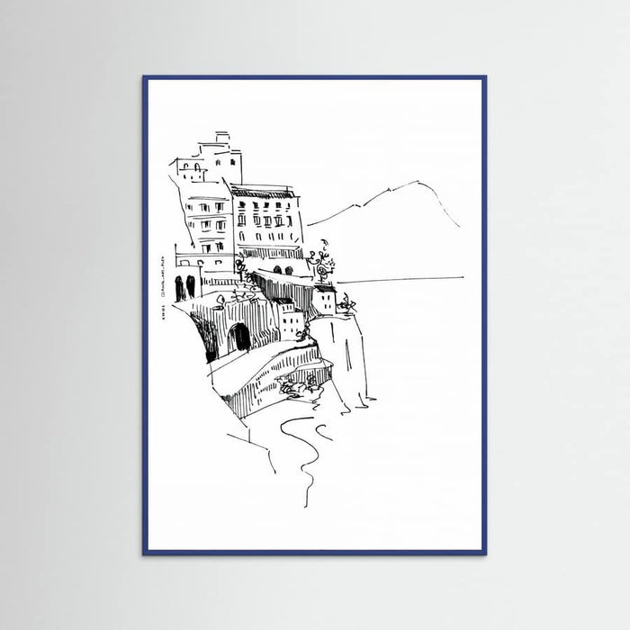 Italian Landscape Art, Amalfi Coast Small Towns By The Sea Poster – Poster und Kunstdruck