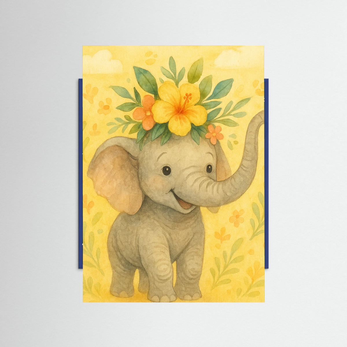 Blue Wood Joyful Elephant
