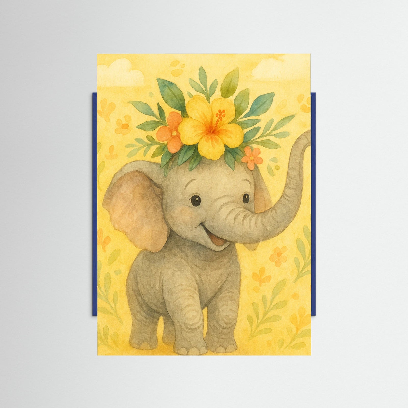 Blue Wood Joyful Elephant