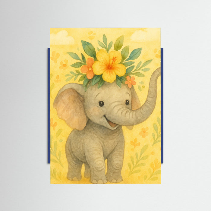 Blue Wood Joyful Elephant