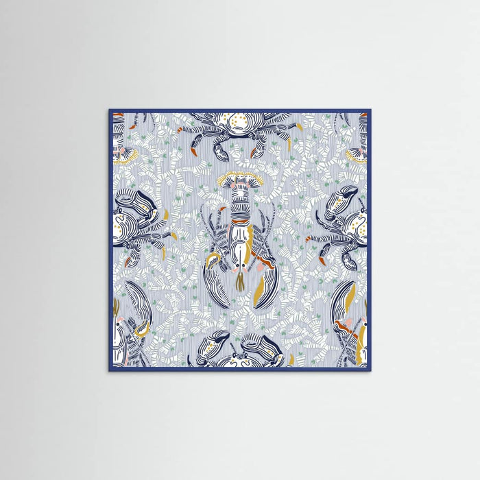 Affiche Lobster and crab coastal nostalgia grey pattern – affiche et impression d’art