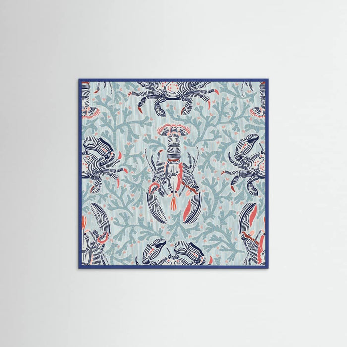 Lobster and crab coastal nostalgia mint pattern Poster – poster and art print