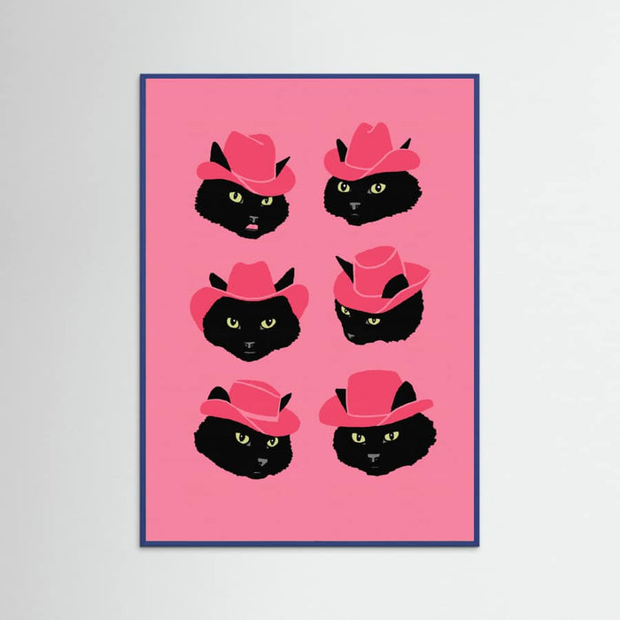 Blue Wood Marcy the Cowgirl Cat Poster
