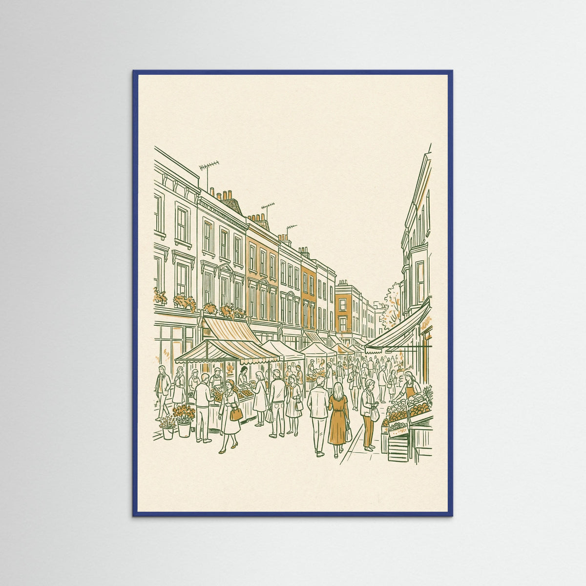 Blue Wood Matchstick Cityscape