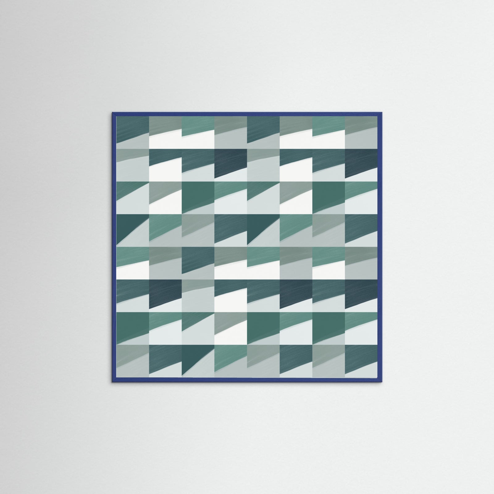 Blue Wood Mid Century Grid Pattern Seven Poster