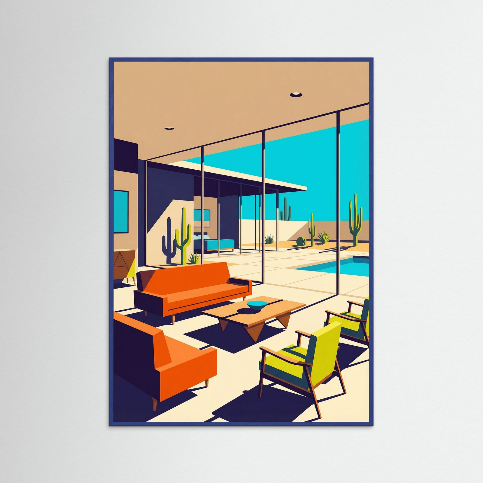 Blue Wood Mid Century Oasis