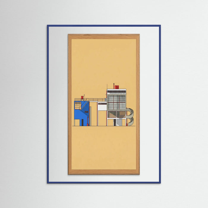 Blue Wood Modernist Blueprint Study