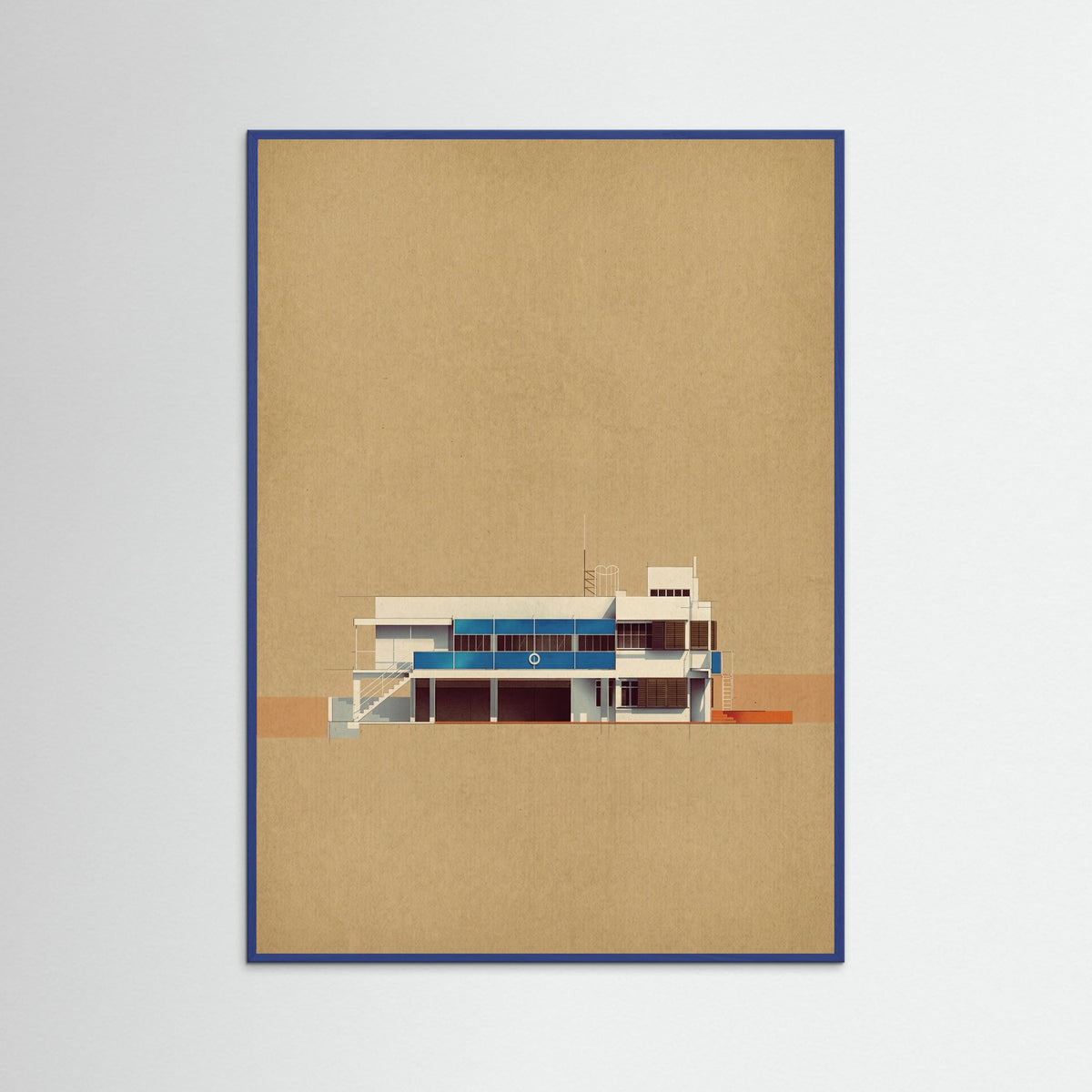 Blue Wood Modernist Section View