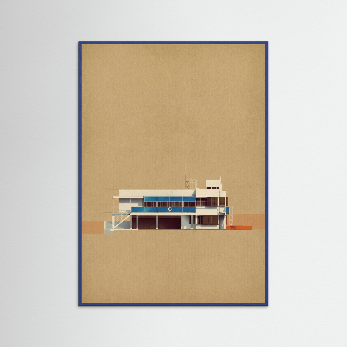 Blue Wood Modernist Section View