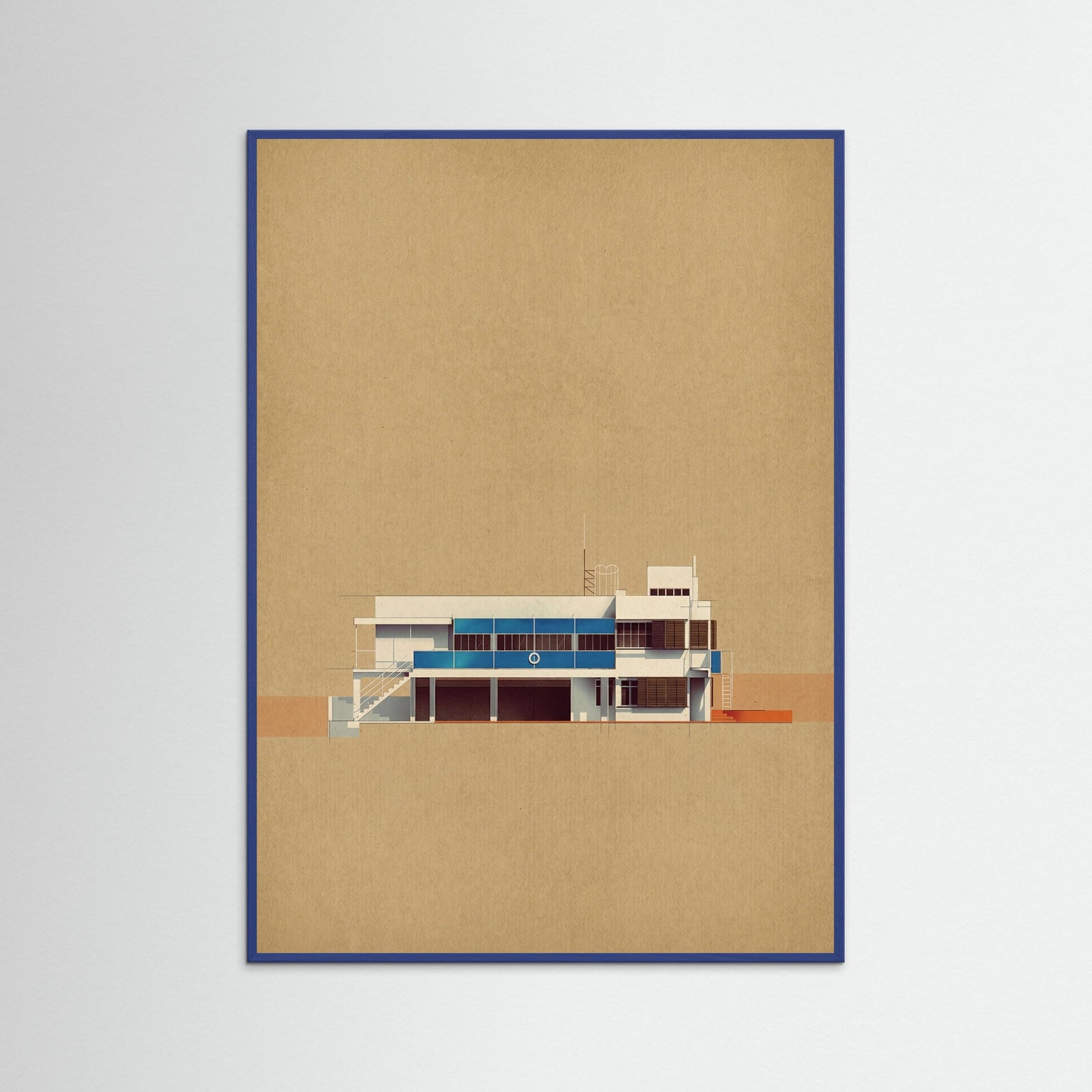 Blue Wood Modernist Section View