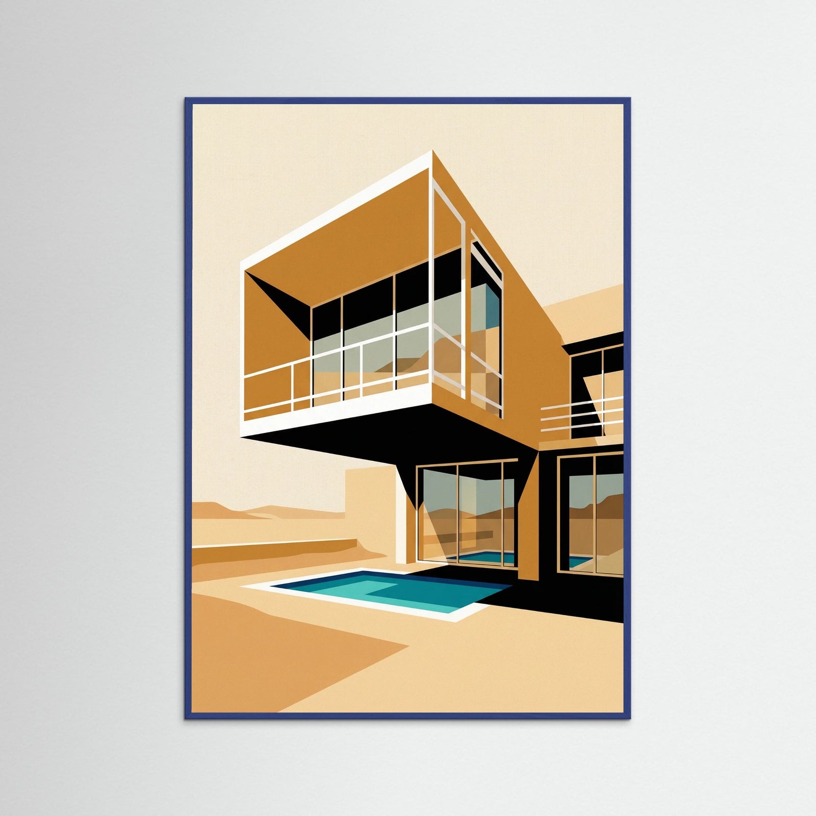 Blue Wood Modernist Villa Study