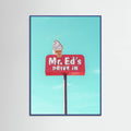 Blue Wood Mr. Ed's Drive In Vintage Sign in Urbana, Missouri, USA Poster
