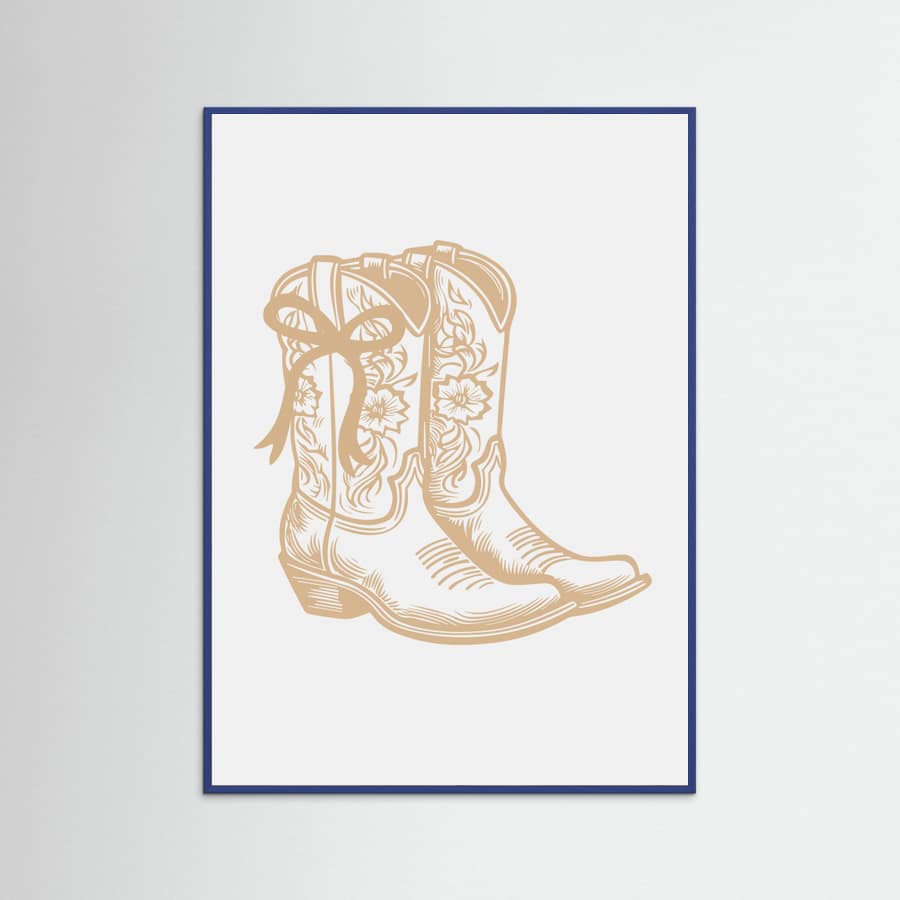 Neutral Cowgirl Boots with Bow Poster – plakat og kunsttryk