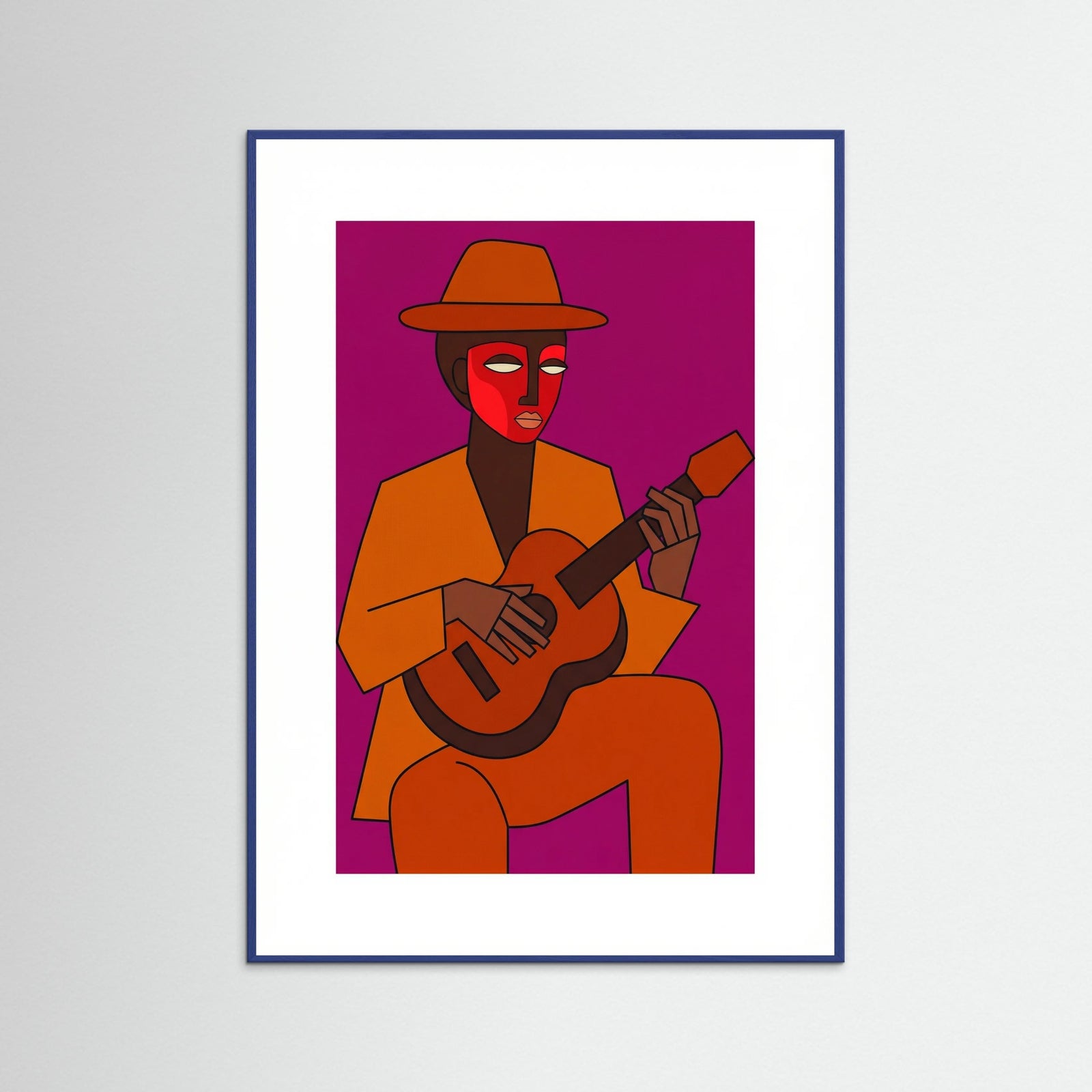 Blue Wood Orange Hat Figure