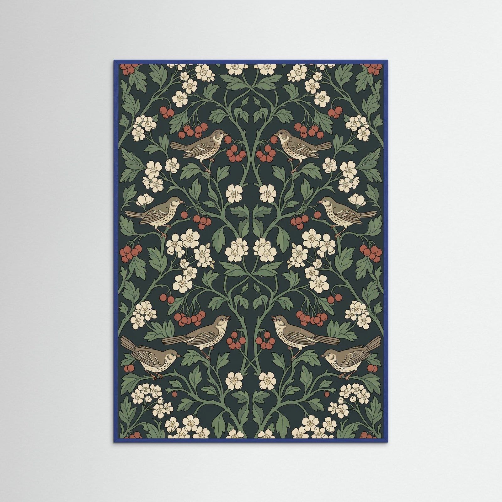 Blue Wood Ornate Botanical Tapestry