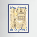 Blue Wood Parisian Rainy Invitation