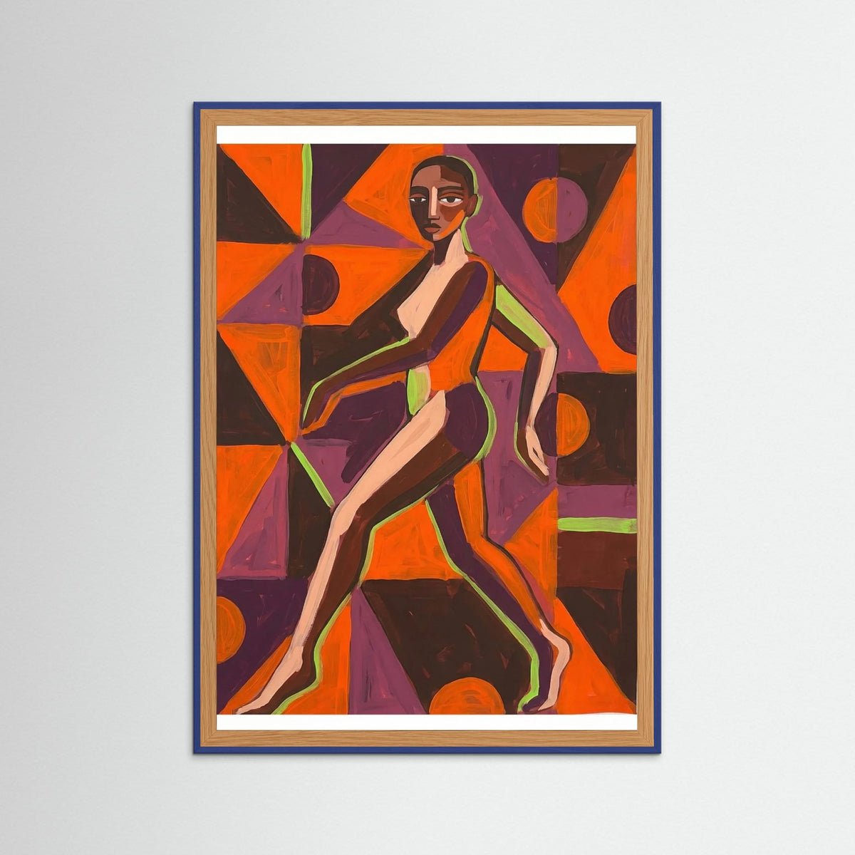 Blue Wood Patterned Figure