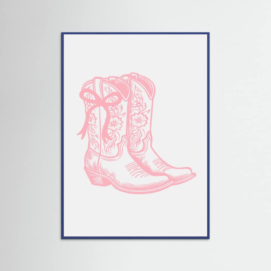 Pink Cowgirl Boots with Bow Poster – plakat og kunsttryk