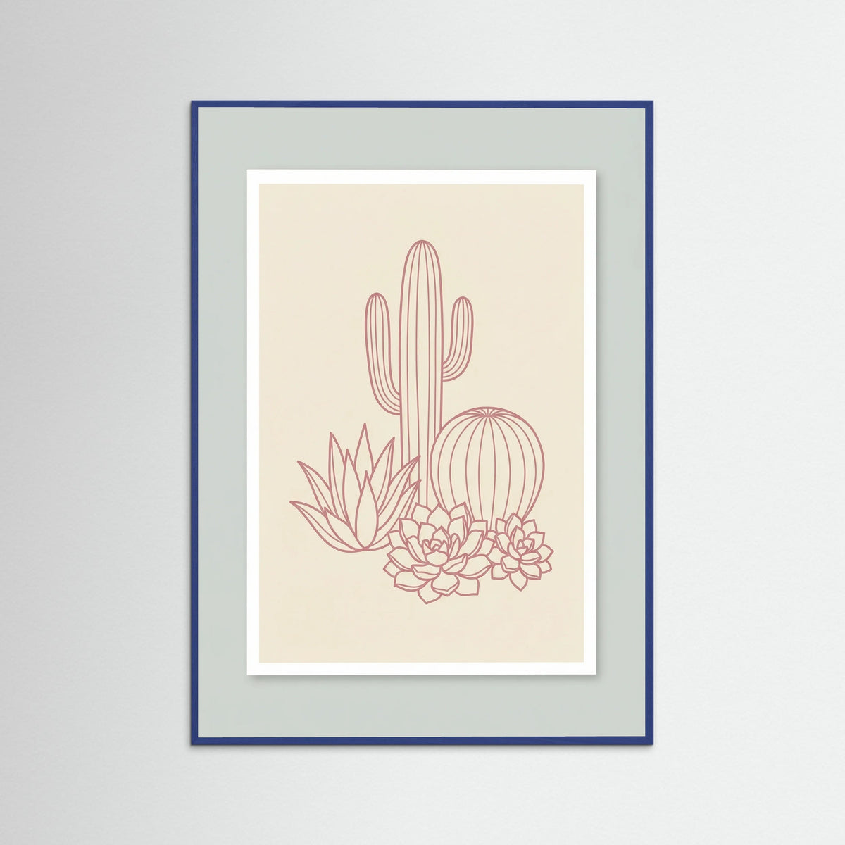 Blue Wood Pink Palm Silhouettes