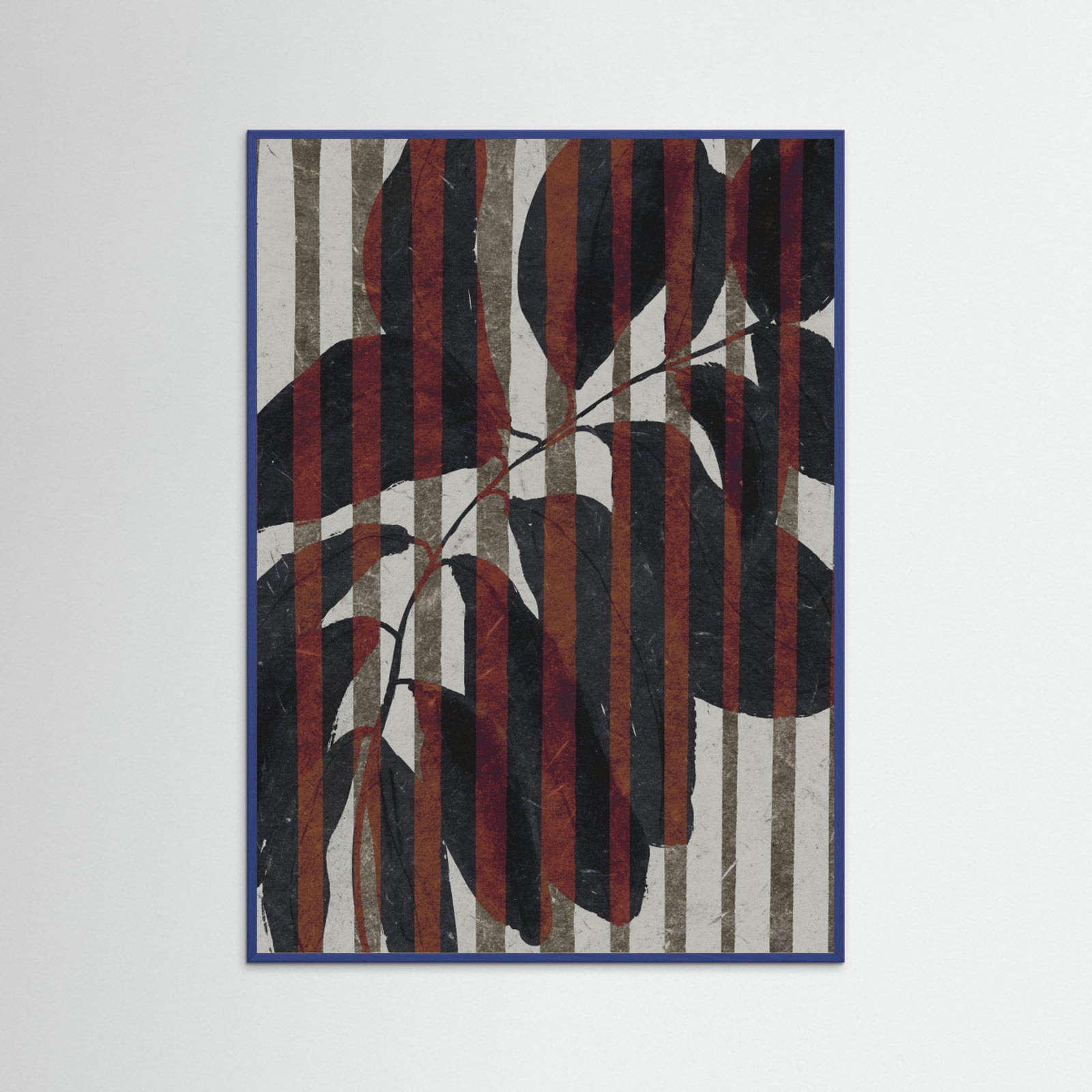 Blue Wood Plant And Stripes Poster