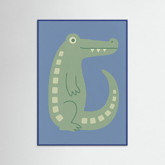 Blue Wood Playful Crocodile