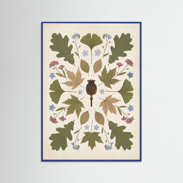 Blue Wood Pressed Garden Blooms
