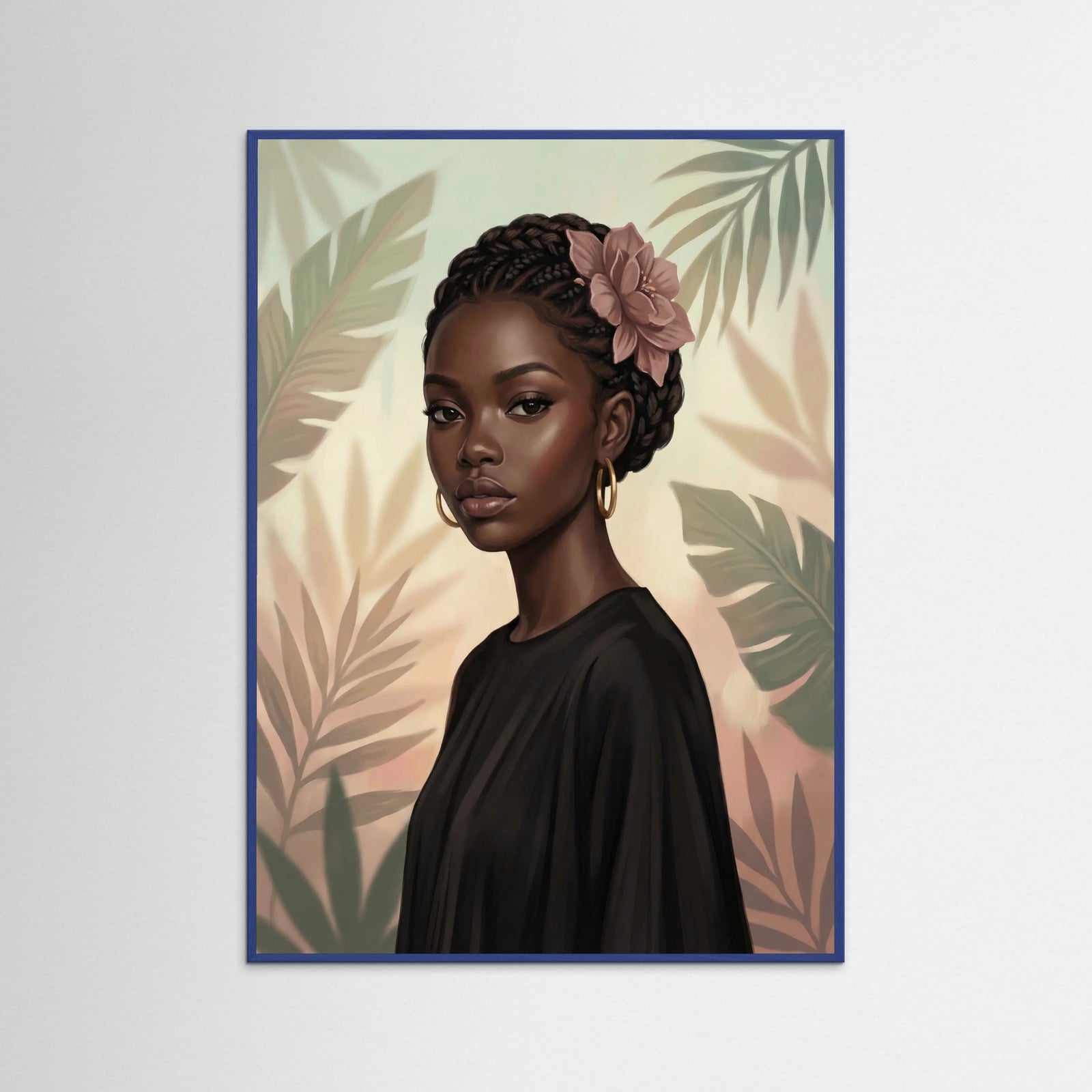 Blue Wood Puff Bun Portrait