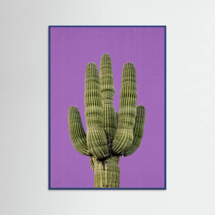 Blue Wood Purple Cactus Poster