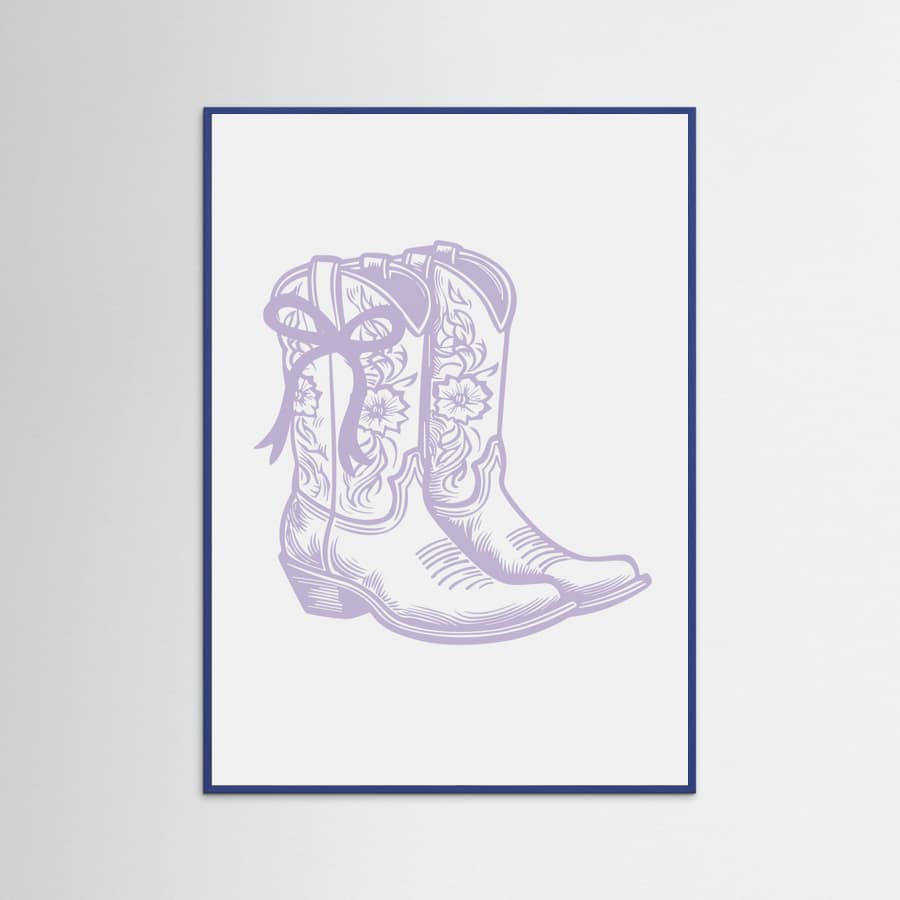 Purple Cowgirl Boots with Bow Poster – plakat og kunsttryk