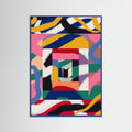 Blue Wood Rainbow Ribbons Abstract Poster