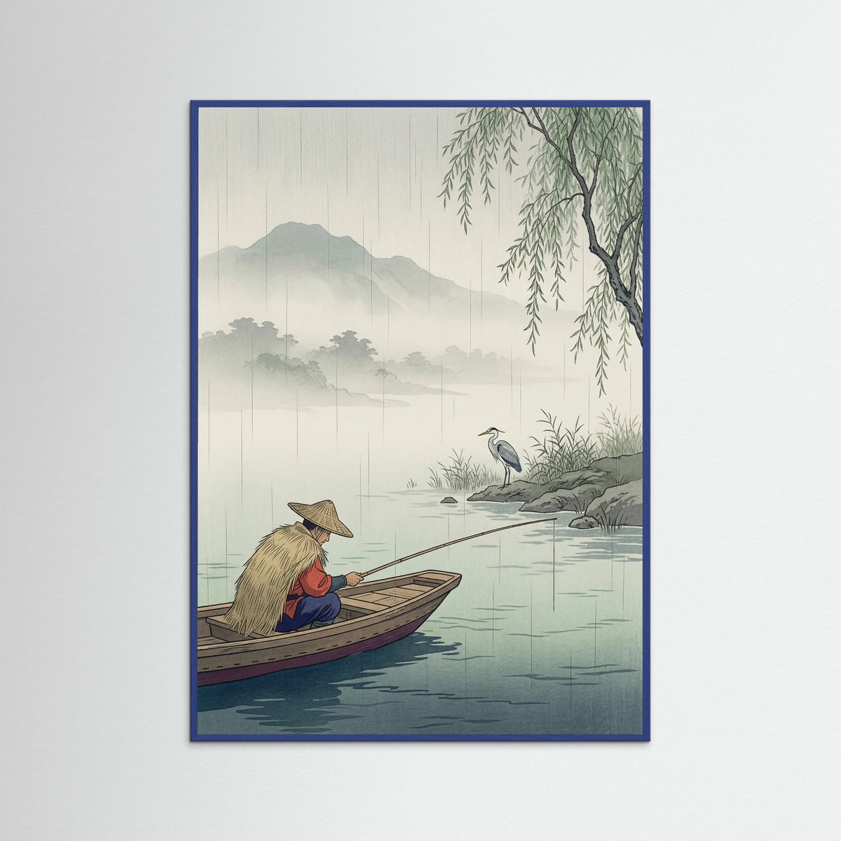 Blue Wood Rainy Day Stroll